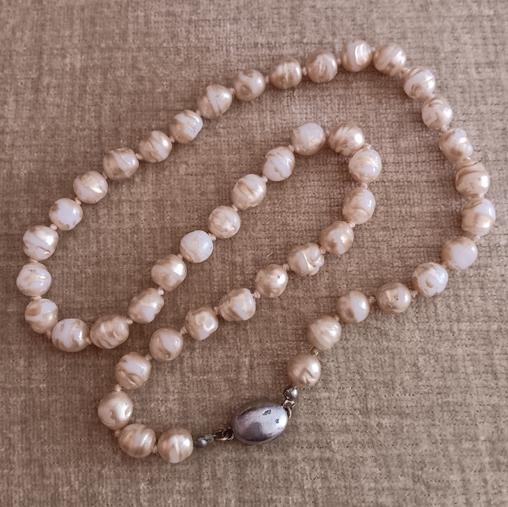 Les Bernard Knotted Faux Pearl Strand Necklace